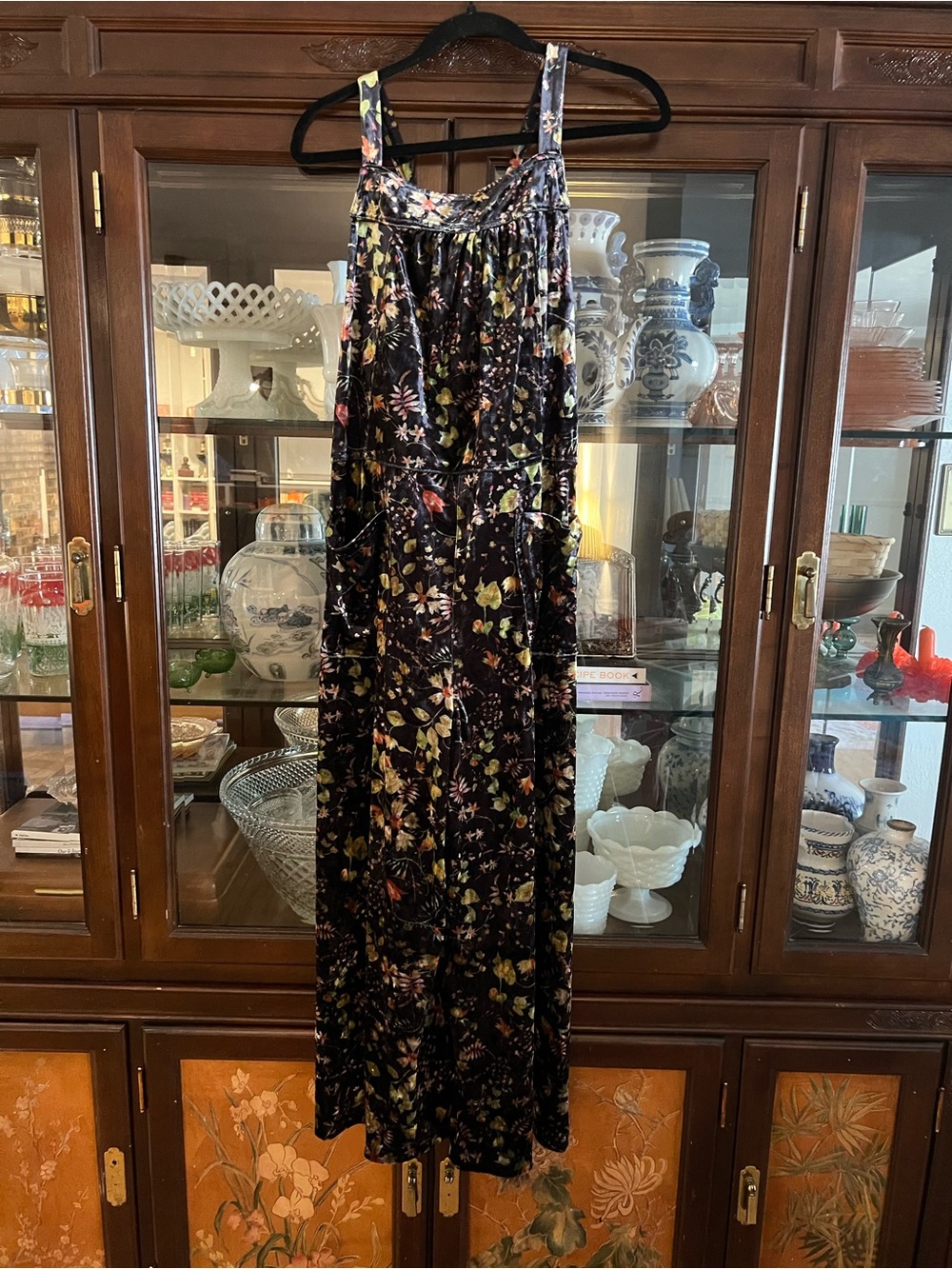 Natural Life velvet floral jumpsuit size L